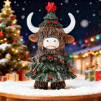 DUQGUHO Cow Christmas Ornaments Xmas Resin Ornament Statue Desk Accessories Christmas Figurines 4 Inch Mini Highland Cow Gifts for Women