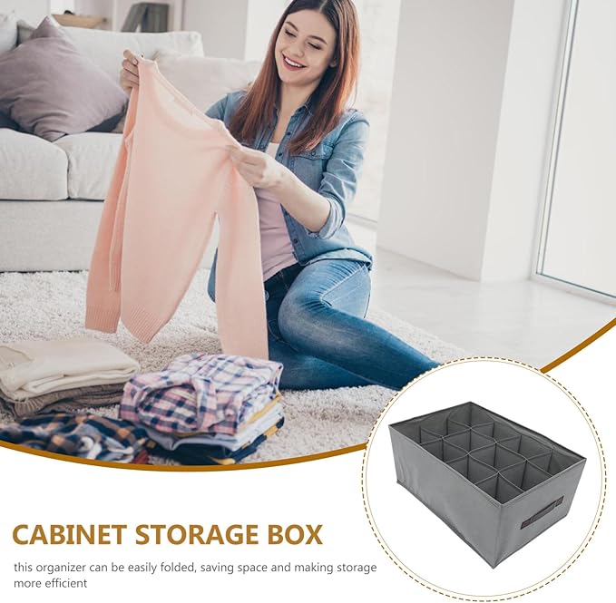 ABOOFAN Closet Organizer Clothes Storage Bin 12-Cell Fabric Storage Box for Socks Underwear Lingerie Ties Foldable Drawer Organizer for Home Closet