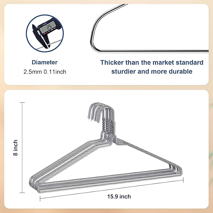 SPECILITE Wire Metal Clothes Hangers Bulk 200 Pack for Standard Size Suits, Coats, Shirts, Pants, Skirts, Space Saving, Non Slip,16 Inch 12 Gauge Ultra Thin, Silver