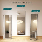 DUMOS 59"x16" Full Length Mirror, Full Body Mirror with Aluminum Alloy Thin Frame, Standing Mirrors with Leaning or Hanging, Suitable for Bedroom, Livingroom, Cloakroom, Black