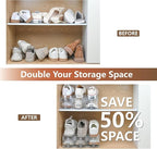30-Pack Shoe Slots Organizer for Closet, Adjustable Shoe Stacker & Space Saver, Clear Double Deck Shoe Storage for Small Spaces, Transparent