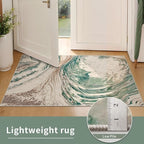 Ciicool 2x6 Washable Runner Rug, Modern Abstract Soft Hallway Rugs Runner, Non-Slip Thin Accent Rug Lightweight Green Swirls Print Distressed Carpet for Laundry Entryway Bedroom Kitchen Indoor
