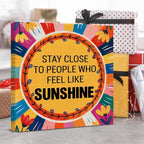 Inspirational Sunshine Wall Art Decor, Motivational Canvas Painting Pictures Artwork Posters Hippie Decor for Teens Room Bedroom, Natural Life Gifts for Women (8 X 8 Inches, Framed)