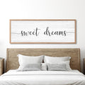Sweet Dreams Wall Decor Above Bed 41.3''×15'' Large Farmhouse Wall Decor for Bedroom Guest Room Decor Framed Wood Wall Art Rustic Master Bedroom Wall Decoration (brown frame)