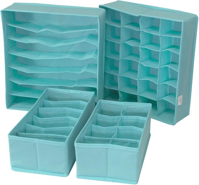 Sorbus® Set of 4 Foldable Drawer Dividers, Storage Boxes, Closet Organizers, Under Bed Organizer (Aqua)