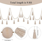 Janinka Tassel Garland Boho Classroom Decor Macrame Wooden Bead Garlands Wood Beads Banner with Tassels Boho Wall Hanging Banner for Classroom Bedroom Nursery Home Decoration(Classic Color)