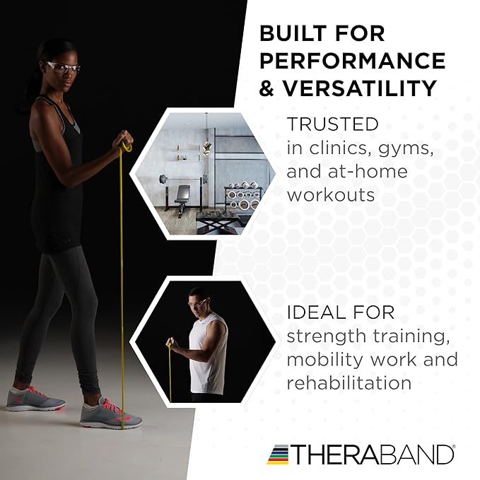 THERABAND Latex Resistance Tubing, Red, Medium Level 2, 100 ft Roll, Professional Grade Resistance Band for Exercise, Upper and Lower Body Workouts, Cut-to-Length, Color-Coded Levels