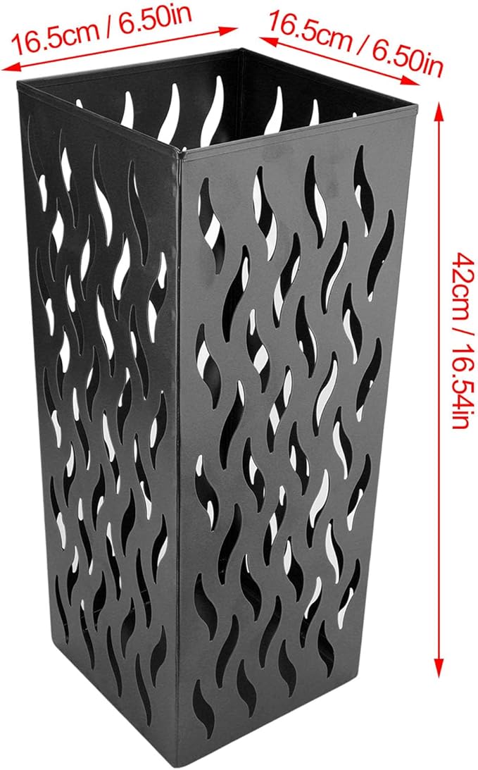 Umbrella Organizer, Multifunctional Umbrella Holder, Hollow Pattern Design Square Shape Umbrella Stand Rack, Metal Umbrella Basket Holder Stand for Home Hotel (Black)
