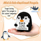 Belatelove Birthday Gifts for Men Women from Mom Daughter Son, Handmade Crochet Mini Penguin Father's Day for Father Daddy Bonus Dad, Funny I Love You Gift for Dads Small Easter Decor