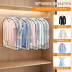 4 Pack Full Clear Garment Bags with Side Zipper, 50" Clothes Covers with 10" Gusset, Transparent Hanging Suit & Coat Covers for Closet Storage, Jackets, Dresses, Windbreakers