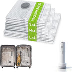 12 Pack Vacuum Bags for Travel with Rechargeable USB Pump,Space Saver Vacuum Storage Bags for Luggage and Suitcase,Portable Seal Bags for Clothes and Clothing Travel