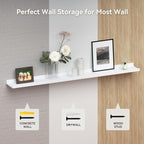 Boswillon 47.2 Inches Long Floating Shelves, 2 Set Modern Wall Shelf for Bedroom, Nursery Book Shelf with Lip, Picture Ledge Shelf for Wall Decor Living Room Bathroom Kitchen - White