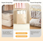 2 Pack Space Saving Comforter Storage Bag with Handle, 3-Layer Compression Blanket Storage Bags Adjustable In 3 Sizes (142L, 107L, 71L), Washable Bedding Organizer For Pillow Duvet Clothing Plush Toy