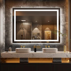 LOAAO 52"x36" LED Bathroom Mirror with Lights, Anti-Fog, Dimmable, Backlit + Front Lit, Lighted Bathroom Vanity Mirror for Wall, Memory Function