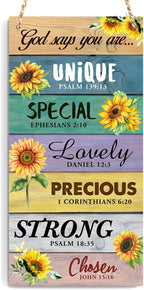 Ycyfckdr Christian Decor For Home, God Says You Are Wall Art Wooden Sign, Home Office Bedroom Living Room Religious Hanging Sign, Set of 1 Wooden Sign With Rope - H18