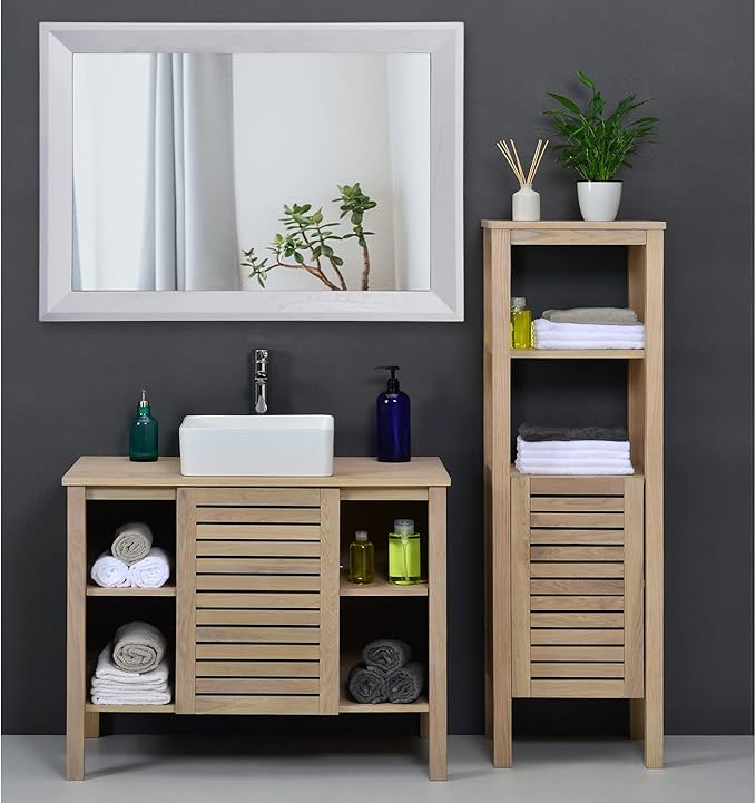 AAZZKANG Rectangular Wall Mirror Decorative Wood Framed Mirrors Large 28"x20" for Farmhouse Bedroom Bathroom Living Room Entryway Hanging Home Decor