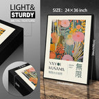 Abstract Yayoi Kusama Posters Japanese Wall Art Vintage Tokyo Aesthetic Prints Yayoi Kusama Inspired Japanese Gallery Wall Art for Stylish Room Bedroom Living Room Decor 24x36in Black Framed