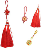 The Traditional Handwoven Sunflower Chinese Knot Double Tassel Pendant,Good for Entrance Door Decoration,car Hanging,Holiday Home Decoration,Blessings for Friends (red).