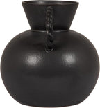 Bloomingville Stoneware Vase with Twisted Handles, Reactive Matte Black Glaze
