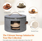 Lifewit Round Cowboy Hat Box for 7 Caps, Large Felt Hat Organizer Bag for Men&Women Storage, Baseball Cap Container with Lid for Travel, Foldable 16.5" Dx10.6 H Carrier, 37L Each, Gray 2 Pack