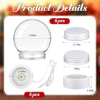 Irenare 12 Pcs 3.9 Inch DIY Snow Globe Kit, 6 Make Your Own Snow Globe Craft 6 LED Light Wood Base Clear Plastic Dome for Wedding Engagement Bridal Shower Decor Anniversary Wife Gift