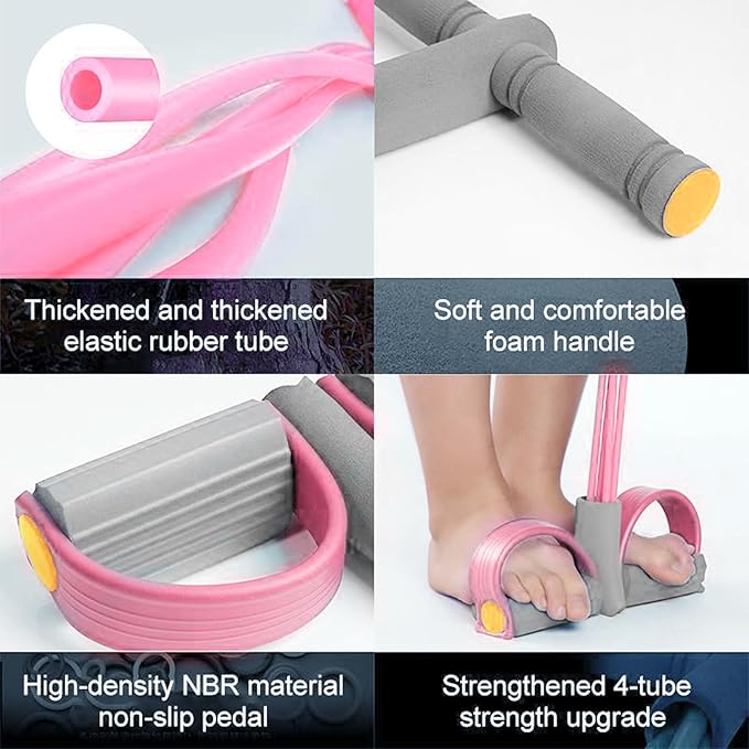 Pedal Resistance Bands with Handles, Durable 6-Tubes Multifunction Pedal Resistance Band, Natural Rubber Foot Pedal Resistance Bands, Fitness Resistance Bands for Abdomen, Waist, Arm, Leg