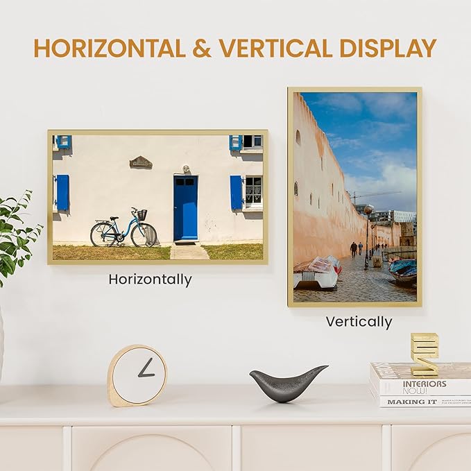 8.5x14 Aluminum Metal Picture Frame,Tempered Glass Gold Photo Frame 8.5x14 for Family Photo,Posters,Art,Document to Wall Mount Horizontally or Vertically