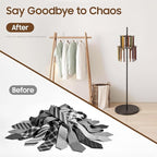 Floor Standing Belt Display, 66 Inch Tie Rack Belt Display Shelf with 31 Hooks, Adjustable Feet Belt Display Stand for Clothing Stores, Retail Stores (Black)