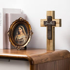 OKSQW Wall Wooden Cross Christians Crosses Spiritual Religious Cross With Hook Christmas Wall Hanging Handmade Nature Wood Color with Faith Design for Church Home Room Decor Wood Crucifix Gift