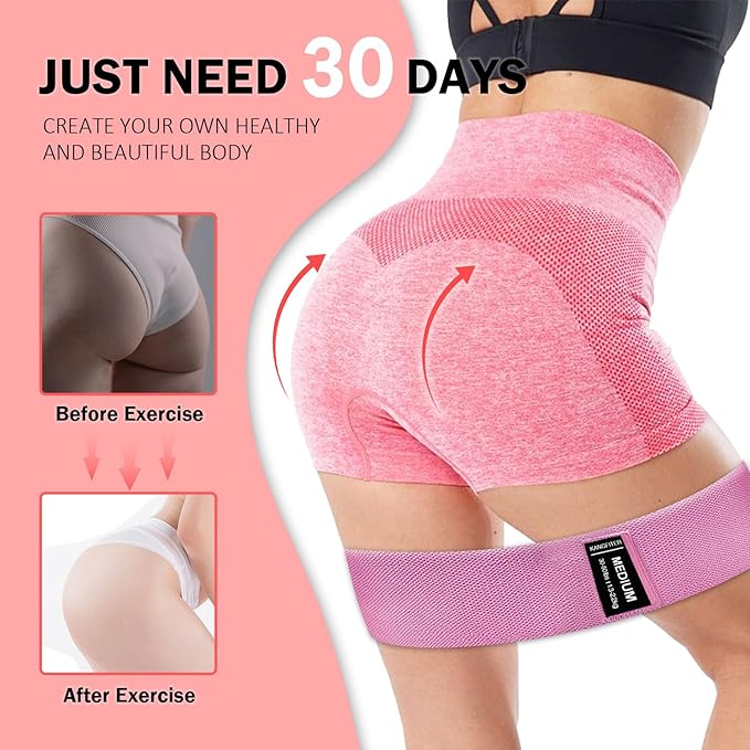 Long and Short Fabric Resistance Bands with Door Anchor, Non-Slip Stretch Booty Bands for Working Out Women & Men, Loop Exercise Elastic Bands for Home Physical Therapy Yoga Pilates