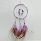 DIY Dream Catcher Beginner Kit, Making Dream Catcher Supplies Include Metal Hoop, Feathers, Faux Suede Cord, Thread, Wood Beads (Lilac)