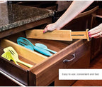 Bamboo Drawer Dividers Set of 4, Adjustable Drawer Organizers for Kitchen, Bedroom, Bathroom, Dresser & Office (17"-22")