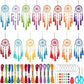 INFUNLY 15 Set DIY Small Dream Catcher Kit Rainbow Colors Round Mini Dream Catcher Kit Handmade Dreamcatcher Kit with Instructions Boho Hanging Ornament Making Kit for Bedroom Car Mirror Keychain Bag
