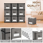 Geelin 9 Cube Storage Organizer with Fabric Bins and Labels 11 Inch, Fabric Collapsible Cubby Clothes Storage Drawer Dresser for Bedroom Living Room Office Organization
