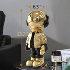 EZ4ENCE Figurine Statue Astronaut Sculpture Spaceman Decor,Sculpture for Home Decor,Arts Gold and Black Shelf Decoration,Cool Metal Mask Table Decor,Large Spaceman Figure Ornament