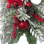 SM SunniMix Christmas Swag Teardrop Swag Artificial Wreath Door Swag Decorative Bow Ornament Lightweight PP Material Suitable for Gift Giving Home Decoration, Flocking Red