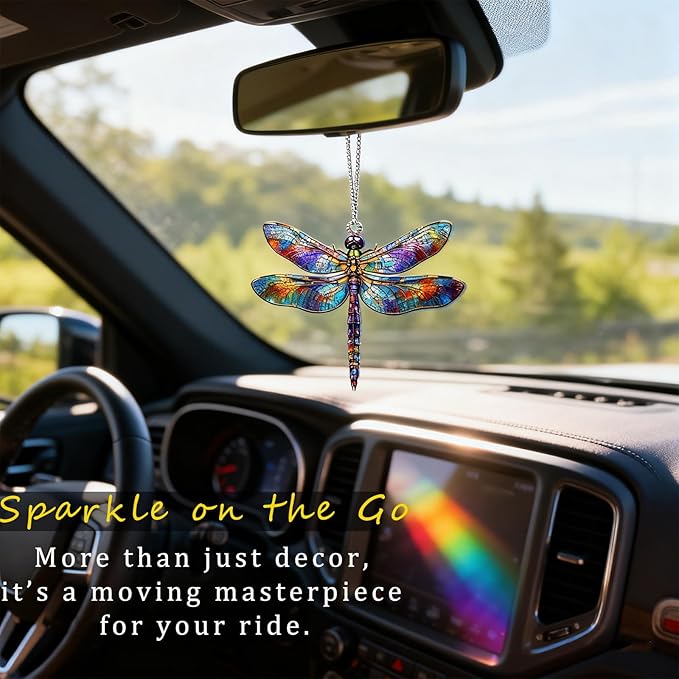 for Dragonfly Suncatcher Hanging Decor: Dragonfly Gifts for Women, Acrylic Stained Glass Effect Ornament, Unique Lucky Birthday Graduation, Perfect for Home Office Door