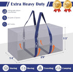 6 Pack Extra Large Heavy Duty Moving Bags with Reinforced Zipper & Wide Handles, Moisture-Resistant Storage Bins Packing Cubes for Clothes, College Dorm, Travel, and Home Organization, Dark Blue