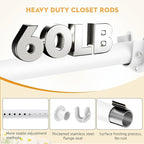 1.3 Inch Diameter Closet Rods for Hanging Clothes, Metal Heavy Duty Closet Rod 17-28 Inch Adjustable, White Closet Bar for Hanging Clothes, Suitable for Closet, Wardrobes, Bathroom, Windows