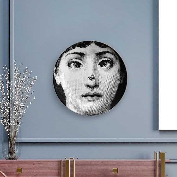 Lina Cavalieri Plate, Wall Decorative Plate, Mysterious Face Plate Wall Hanging Decoration,Including Bracket And Special Spring HooK,style-4,7inch
