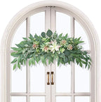 28inch Artificial Succulents Swag Decorative Swag with Eucalyptus Leaves and Succulents Greenery Swag Farmhouse Floral Garland for Table Centerpieces Wall Decor(#1)