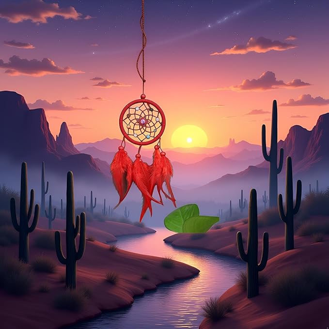 Red Small Dream Catcher with Feathers Wall Hanging Ornament Indian Style Decoration Wind Chimes for Car Home Wall Decor Home and Kitchen