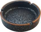Ceramic Ashtray Stylish Indoor & Outdoor Cigarette Ashtray for Home, Coffee Bars, and Patios，Lava Dazzling Black