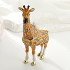 Hand Painted Trinket Box for Home Decor Accents, Enamel Hinged Jewelry Box for Bookshelf Office Table Desk Decoration, Classical Figurine Collectible Keepsake Animal Sculptures (Giraffe-Yellow)