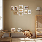 Lyeasw 4x6 Picture Frame Set of 15, Display Pictures 5x7 without Mat or 4x6 with Mat, Natural Wood Color Multi Photo Frames for Wall or Tabletop