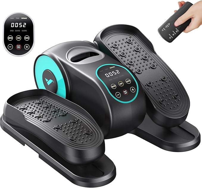 MERACH Under Desk Elliptical Machine, Leg Exerciser While Sitting for Seniors with Remote Control & 12-Speeds, Quiet Portable Electric Seated Pedal Exerciser Machine for Home Office