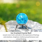 H&D HYALINE & DORA 40mm Crystal Ice Cracked Ball Paperweight,Blue Glass Ball,Crystal Fengshui Sphere for Home Wedding Office Fish Tank Decor