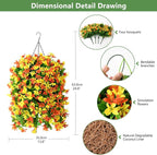 INQCMY Artificial Hanging Flowers Decoration, 4pcs Fake Floral Basket Plants for Outdoor Porch, Faux Shrubs Home Spring Decor UV Resistant Potted Violets for Outside Garden No Fade