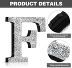 Qunclay 12'' Silver Crystal Diamond Bling Letters Crushed Diamond Decoration Wooden Glitter Letter with Screw and Hooks Rhinestone Gift for Wedding Y2k Mcbling Bedroom Wall Decor (Letter F)