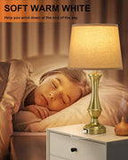 Seealle Upgraded Touch Lamps for Night Stands Set of 2 - Bedside Lamps with USB C+A, 3 Way Dimmable for Bedroom Living Room End Tables Office (Gold)